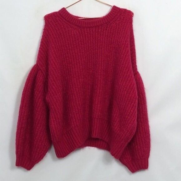 A New Day fuchsia pink puff sleeve mock-neck sweater like new XL 22G - Picture 3 of 6